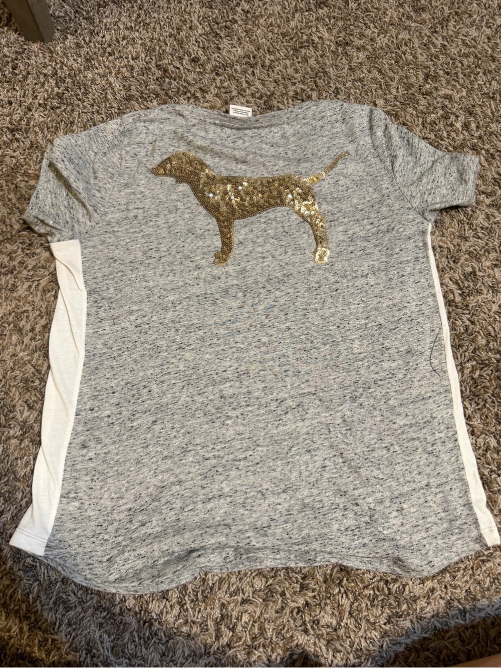 Women’s Victoria Secret pink gray v-neck with sequin dog. Size medium - Picture 2 of 2